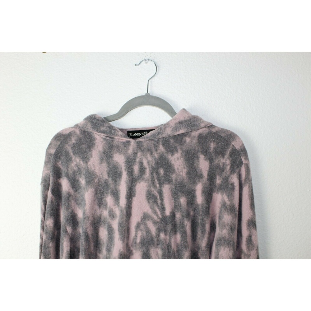 BlankNYX‎ Pink Black Leopard Print Cropped Long Sleeve Hoodie Sz XS - Picture 3 of 6